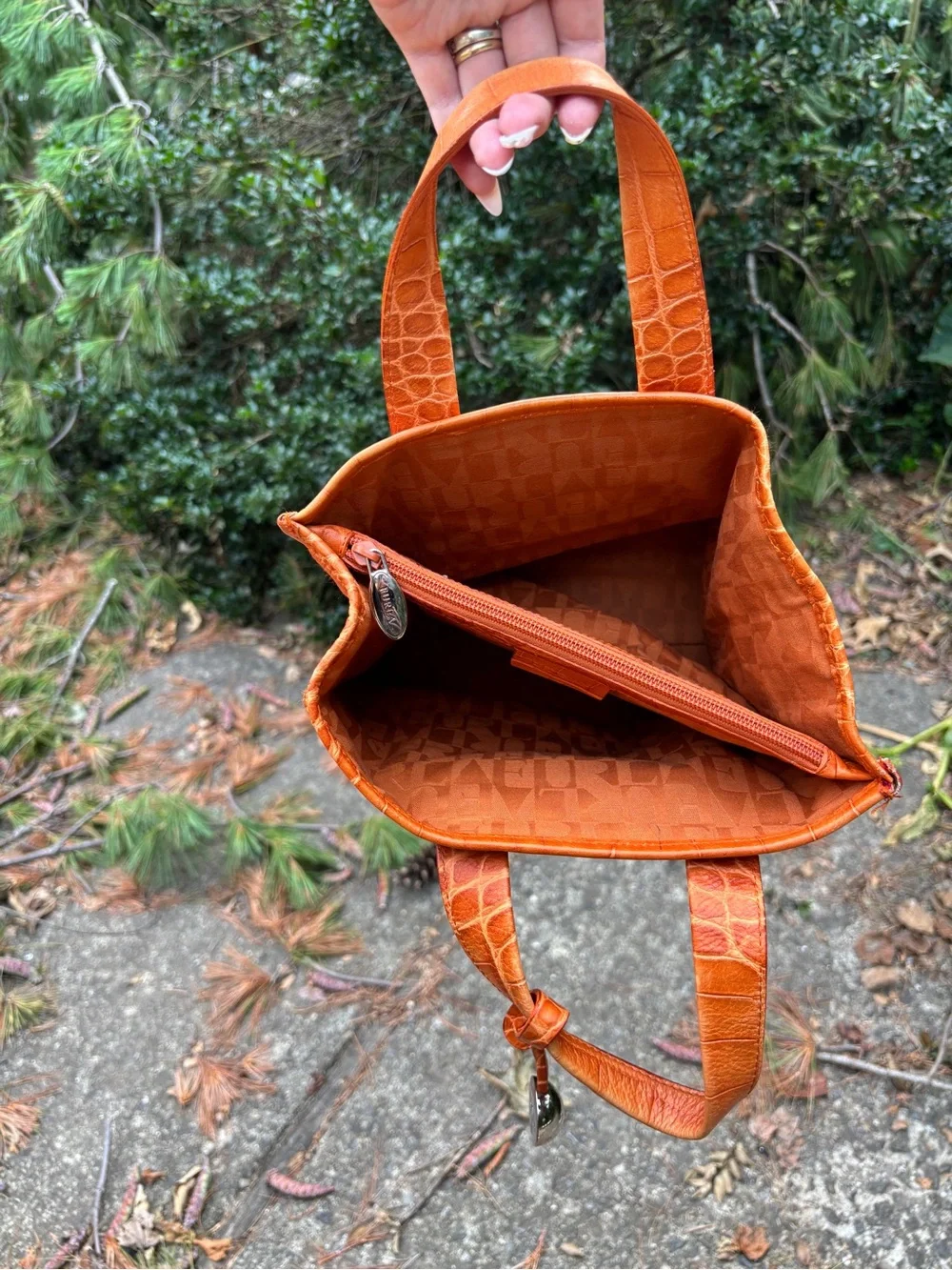 Furla Wicker Croc Embossed Tote Bag
